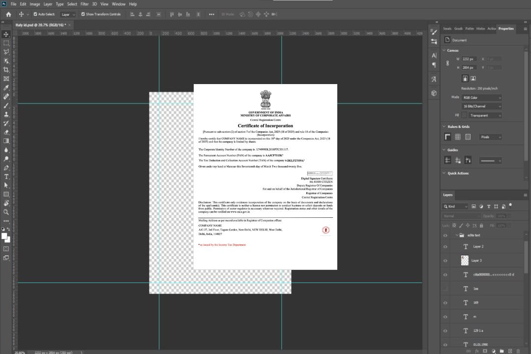 Modèle Word et PDF de certificat de constitution en Inde template Modèle Word et PDF de certificat de constitution en Inde template